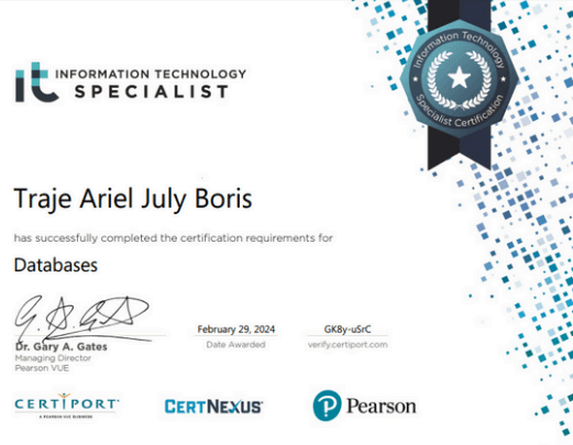 Database Management certificate