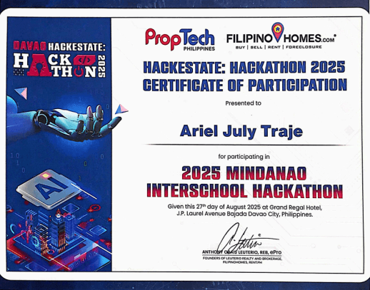 Hackathon Participant certificate