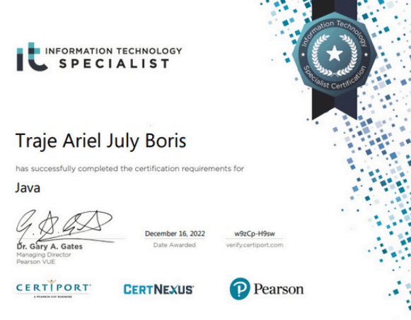 Java Programming certificate