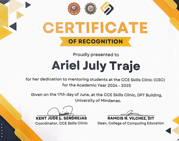Peer Mentor Program certificate